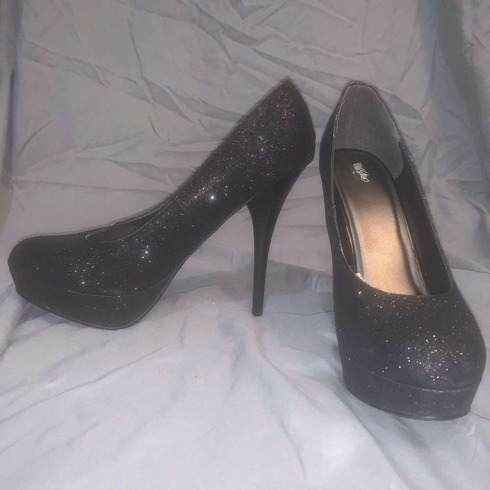 Black Glitter 5” Platform Heels W10 Mossimo ‘Pais… - image 2